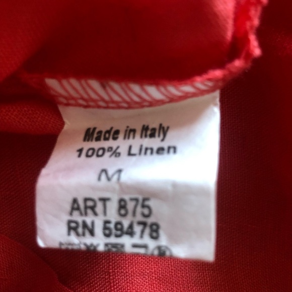 Italian Linen  Coral Pink  Top with Lace Sleeves Medium - Picture 8 of 8